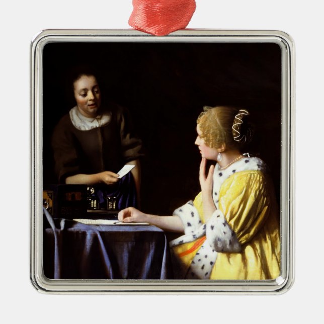 Johannes Vermeer - Ministerin und Frau Ornament Aus Metall (Vorne)