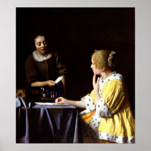 Johannes Vermeer - Ministerin und Frau Poster