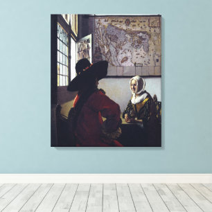 Johannes Vermeer, Officer und Laughing Girl Leinwanddruck
