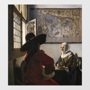 Johannes Vermeer - Offizier mit einem Laughing Gir Fensteraufkleber
