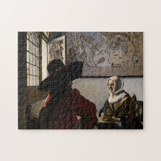 Johannes Vermeer - Offizier mit einem Laughing Gir Puzzle (Horizontal)
