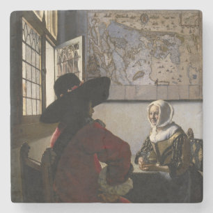 Johannes Vermeer - Offizier mit einem Laughing Gir Steinuntersetzer