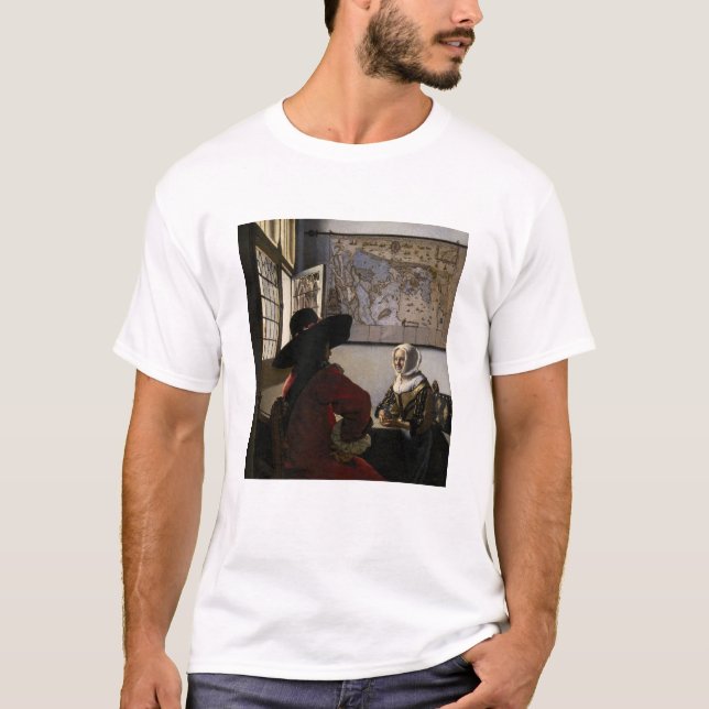 Johannes Vermeer - Offizier mit einem Laughing Gir T-Shirt (Vorderseite)