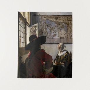 Johannes Vermeer - Offizier mit einem Laughing Gir Wandteppich