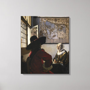 Johannes Vermeer - Offizier mit lachendem Mädchen Leinwanddruck