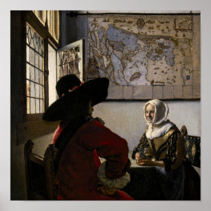 Johannes Vermeer - Offizier mit lachendem Mädchen Poster