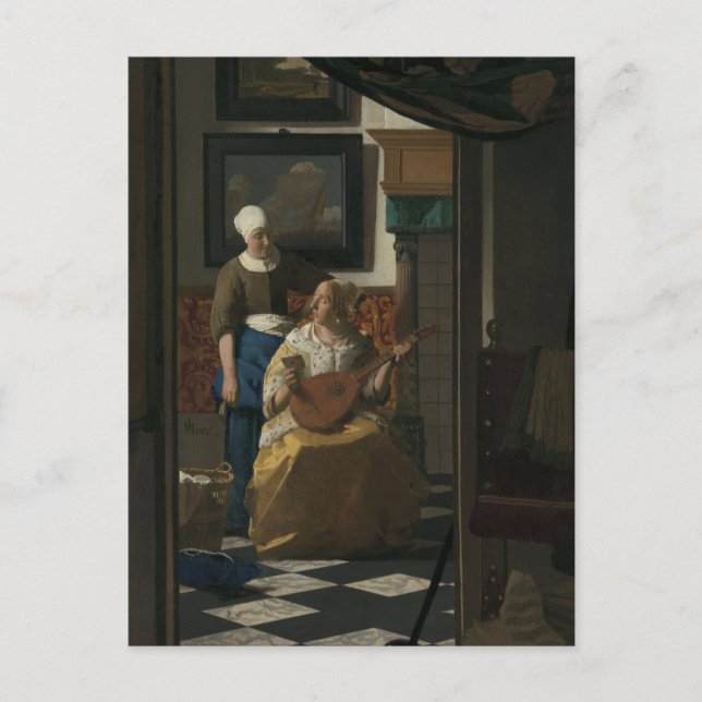 Johannes Vermeer, The Liebe Letter 17th C. Fine Ar Postkarte (Vorderseite)