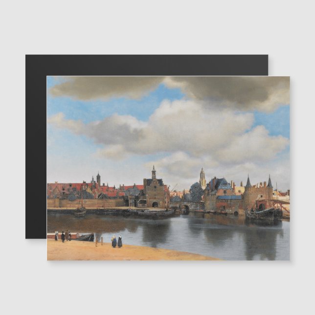 Johannes Vermeer, van Deft, View of Delft Magneteinladung (Vorne/Hinten)