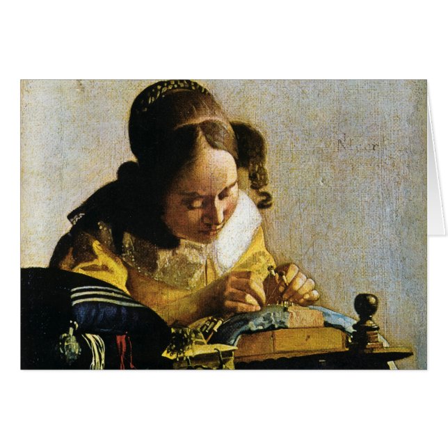 Johannes Vermeers das Lacemaker (circa 1670) (Vorderseite (Horizontal))