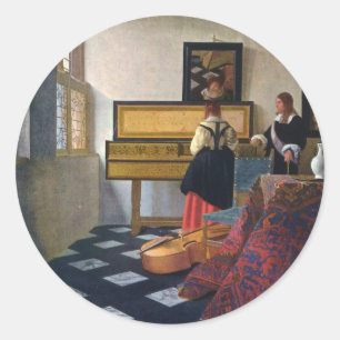 Johannes Vermeers Musikunterricht (ca. 1663) Runder Aufkleber