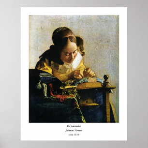 Johannes Vermeers The Lacemaker (ca. 1670) Poster