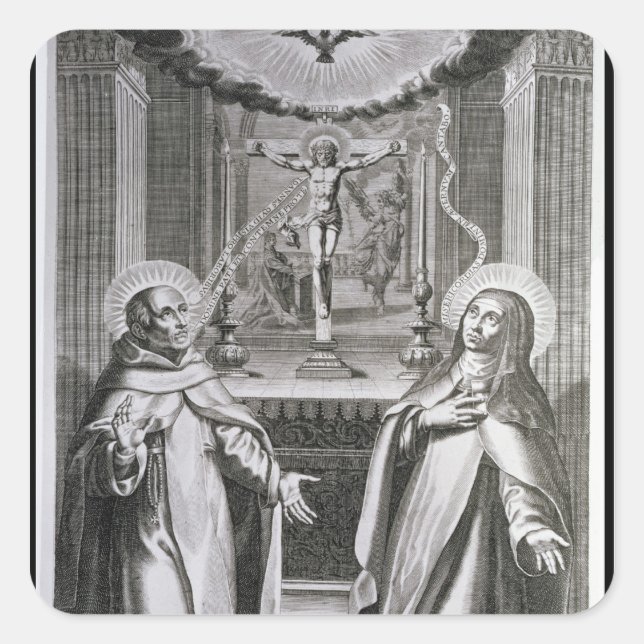 Johannes vom Kreuz und St. Theresa von Avila Quadratischer Aufkleber (Vorderseite)