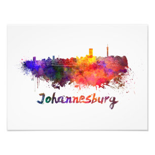 Johannesburg skyline im Watercolor Fotodruck