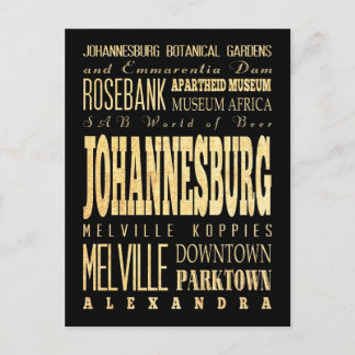 Johannesburg Stadt Südafrika Typografie Kunst Postkarte