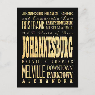 Johannesburg Stadt Südafrikas Typografie Kunst Postkarte