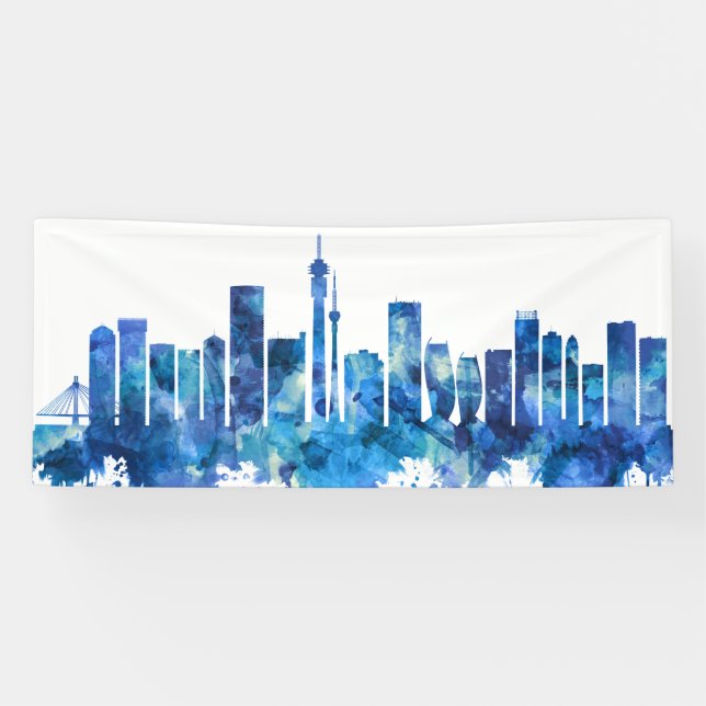 Johannesburg Südafrika Skyline Blue Banner (Horizontal)