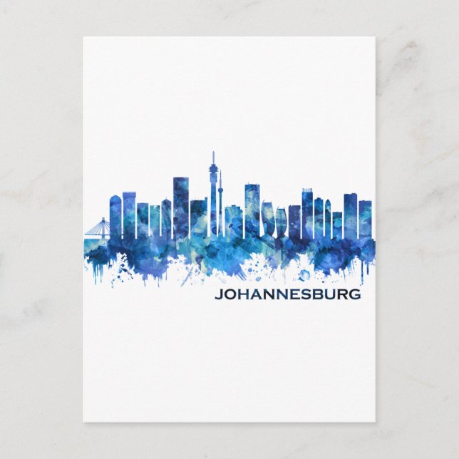Johannesburg Südafrika Skyline Blue Einladungspostkarte (Vorderseite)
