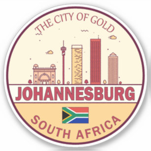 Johannesburg Südafrika Skyline Emblem Aufkleber