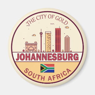 Johannesburg Südafrika Skyline Emblem Magnet