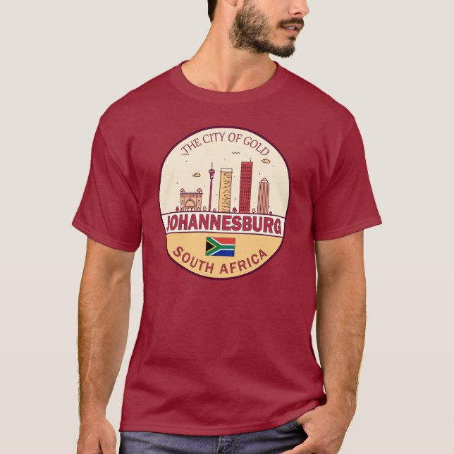 Johannesburg Südafrika Skyline Emblem T-Shirt (Vorderseite)