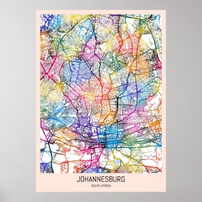 Johannesburg Südafrika Stadtplan Poster (Vorne)