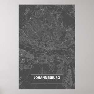 Johannesburg, Südafrika (weiß auf schwarz) Poster