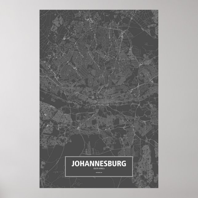 Johannesburg, Südafrika (weiß auf schwarz) Poster (Vorne)