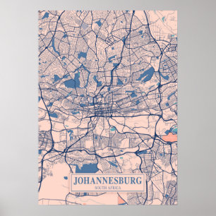 Johannesburg - Südafrika Windige Stadtkarte Poster