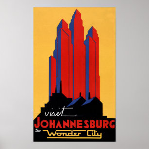 Johannesburg Vintage Travel Poster restauriert
