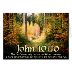 John 10 10 Bibel Verse, Fall Forest Path.Card