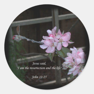 John 11:25 ~ Auferstehung und das Leben Runder Aufkleber