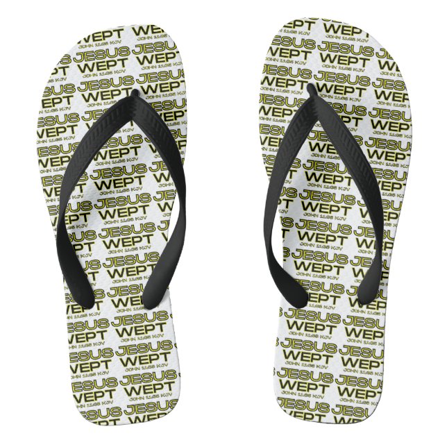 John 11:35 Bible Verse KJV Quote All-Over Flip Flops (Fußbett)