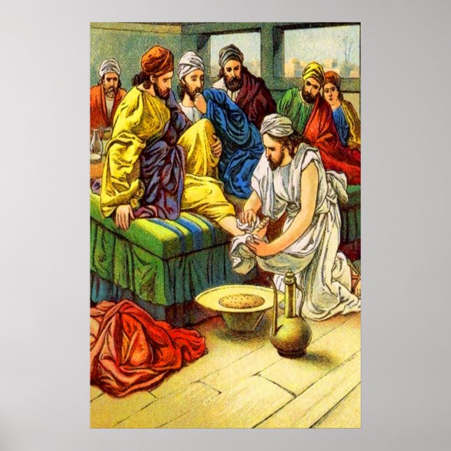 John 13:4-17 Waschen des Schülerfühloposters Poster (Vorne)