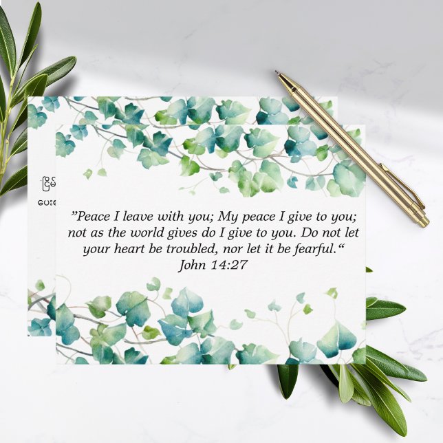 John 14:27 English Burmese Ivy White Note Card Mitteilungskarte (Von Creator hochgeladen)
