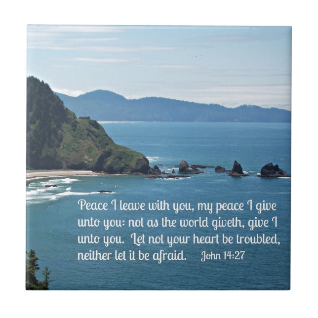 John 14:27 Friede verließ ich mit dir, mein Friede Fliese (Vorderseite)