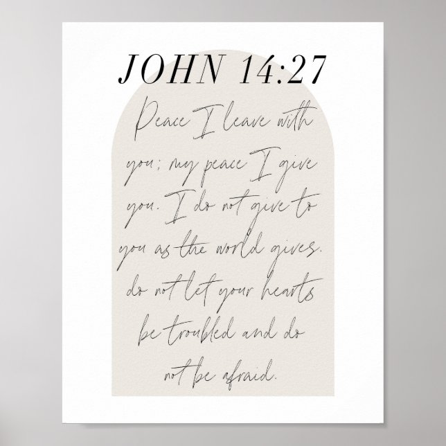 John 14:27 Minimal Boho Beige Arch Script Poster (Vorne)
