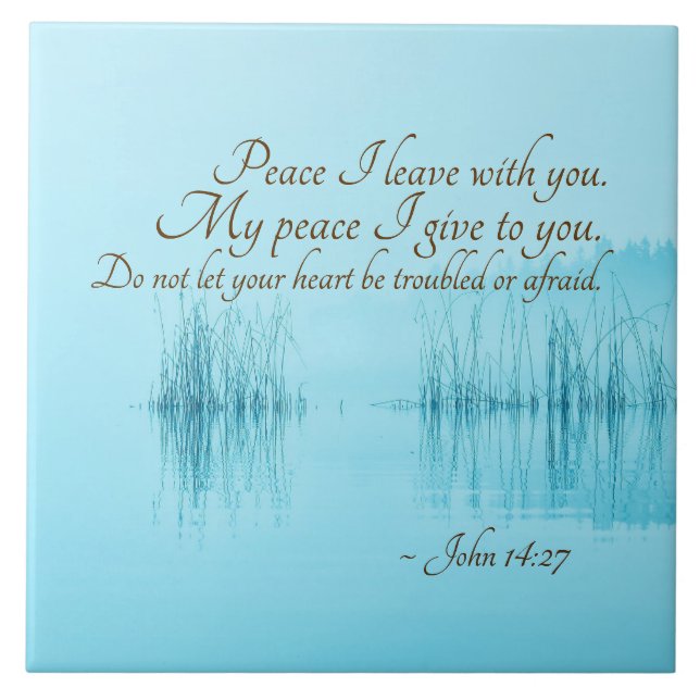 John 14:27 "Peace I verlass with you" Bible Verse Fliese (Vorderseite)