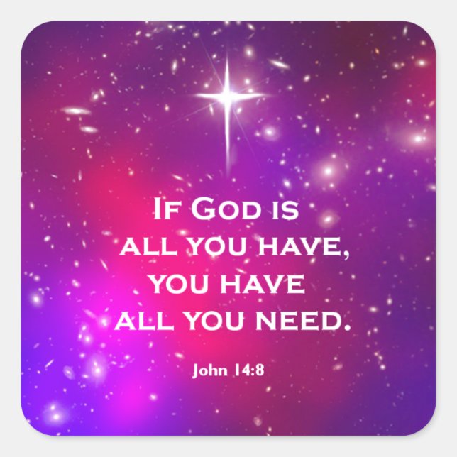 John 14:8 quadratischer aufkleber (Vorderseite)