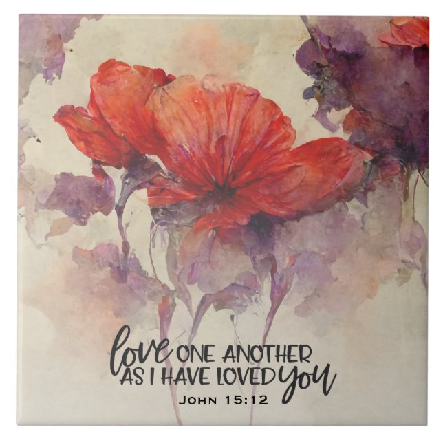 John 15:12 Liebe One Another Bible Verse Christlic Fliese (Vorderseite)