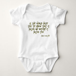John 15:18 KJV Bible Scripture Verse Unisex Baby Strampler