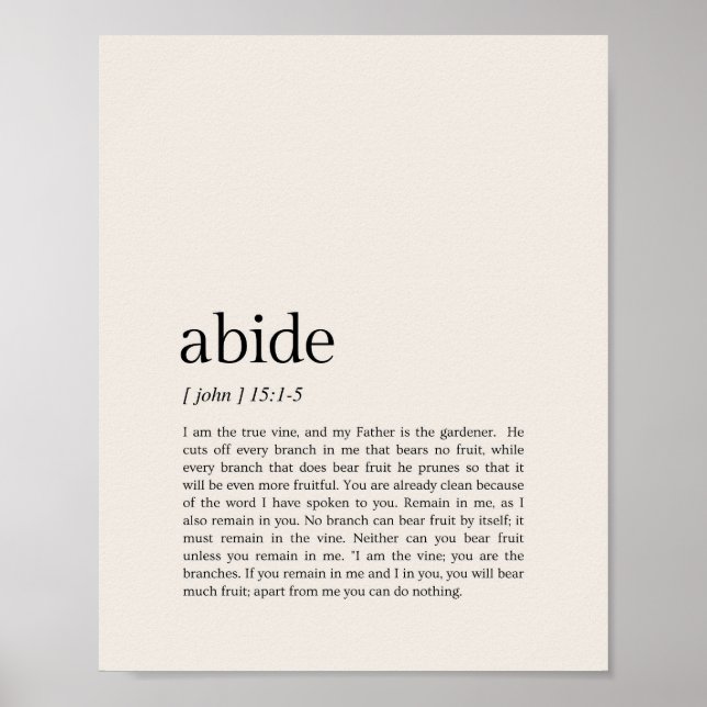 John 15:1-5 Ich bin der wahre Wein, bleibe in mir Poster (Vorne)