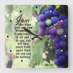 John 15:5 I Am the Vine You are the Zweig Bibel Quadratische Wanduhr
