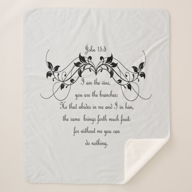 John 15:5 Ich bin das Zitat zur Weinbibel Sherpadecke (Vorderseite)