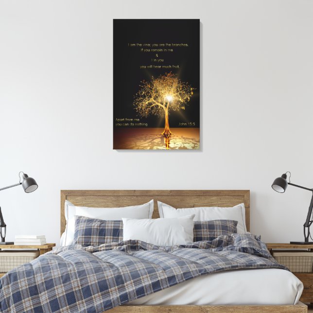 John 15:5 Ich bin der Wein. Goldener Baum. Leinwanddruck (Insitu (Schlafzimmer))