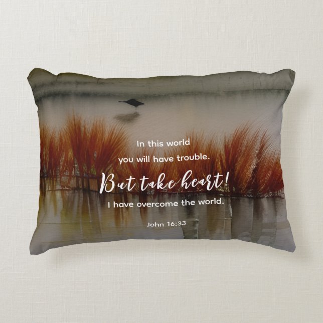 John 16:33 Ich habe Überwindung der Bibel Verse Ch Dekokissen (Vorderseite)