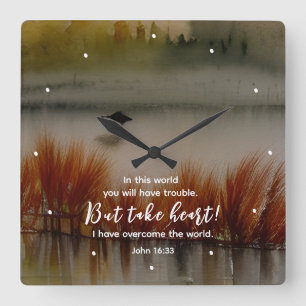 John 16:33 Ich habe Überwindung der Bibel Verse Ch Quadratische Wanduhr