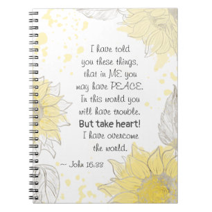 John 16:33 Nimm dir das Herz! Ich habe die Welt üb Notizblock