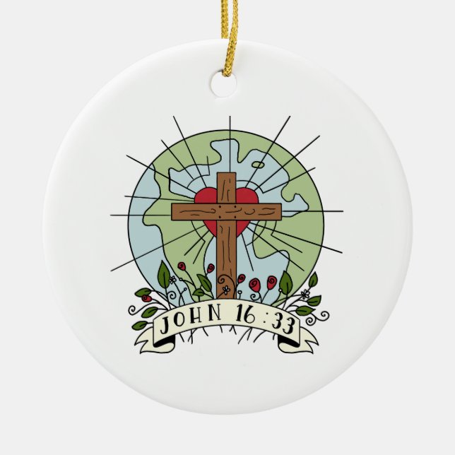 John 16:33 Weihnachten 2024 - Verzierung Keramik Ornament (Vorne)