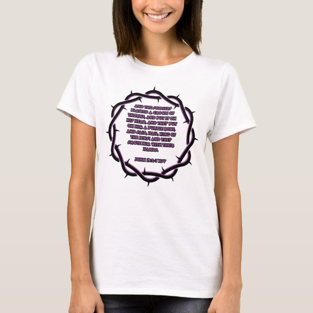 John 19:2-3 KJV Bible Verse Scripture Weibchen T-Shirt (Vorderseite)