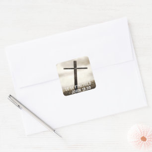 JOHN 19:30 Uhr Quadratischer Aufkleber